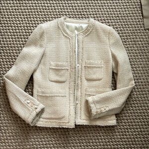 Banana Republic Cream Blazer with Frayed Trim